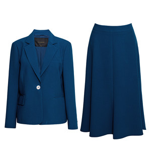 
Luo Yi Intellectual Professional Blue Suit Women's Autumn and Winter Formal Occasion Jacket and Skirt Two-piece Set 11753