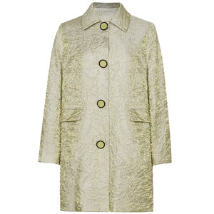 Superr pleated texture polarized material green mid-length long-sleeved jacket retro loose and versatile