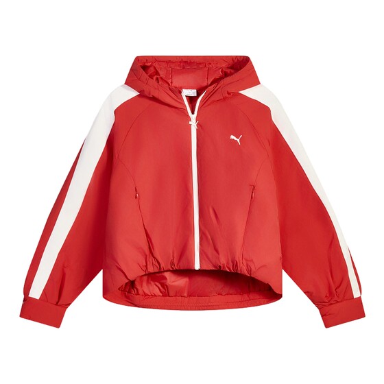 
PUMA Women's Classic T7 Warm Red Hooded Padded Jacket Loose Casual Jacket 637441-11