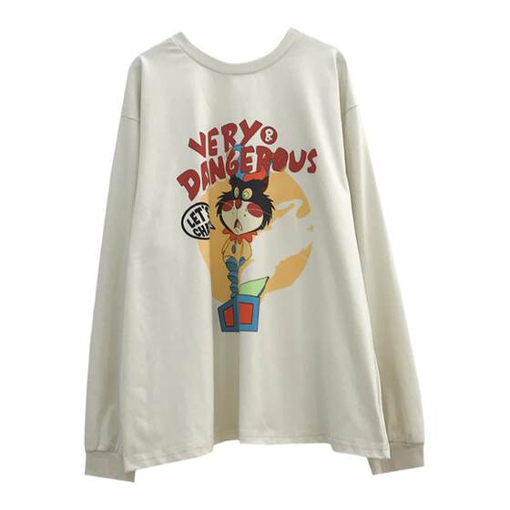
American retro maternity clothes spring and autumn fashion T-shirt Korean version large size loose long sleeve cartoon casual cotton top