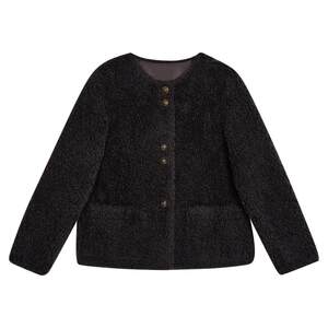 YINER specializes in women's winter French fashion short round neck merino environmentally friendly wool fur coat