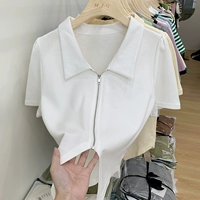 Футболка polo, летняя футболка с коротким рукавом с молнией, сексуальный короткий жакет