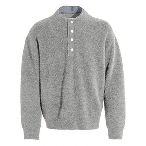 
Sea Highway Fake Two-piece Circle Texture Knitted Sweater Men's Autumn and Winter Lazy Henry Collar Pullover Sweater