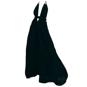 4 -color classic beach holiday style long skirt romantic European and American wind split and ankle long skirt deep V sexy dress