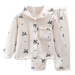 La Chapelle Children's Home Clothing Set Autumn and Winter Clothes 2025 New Boys Girls Baby Plus Velvet Warm Pajamas