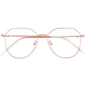 Myopia glasses frame women with lens with lens ultra -light alloy plain large frame gold silk edge rose gold eye frame mirror frame men