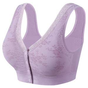 
Mother's underwear, middle-aged women and the elderly, front-button vest-style cotton bra, no rims, thin, traceless push-up, large size