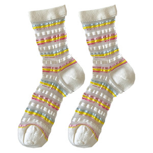 
Candy color lace socks women's mid-calf socks ins summer thin Japanese style cute breathable mesh hemming pile socks