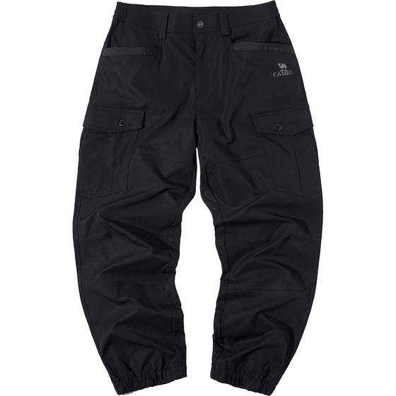 Camel men's legging overalls men's autumn and winter loose outdoor sports water-repellent black casual long pants