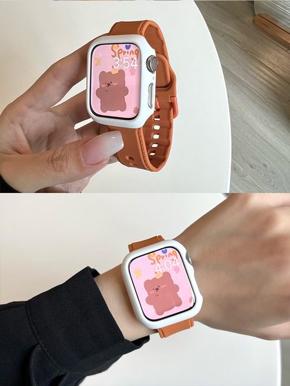 春夏新款运动可爱反扣硅胶苹果手表表带适用于iwatch7代通用男女