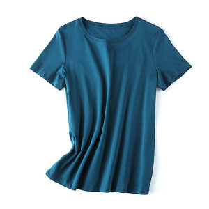 
80 count double-sided mercerized cotton slim fit simple white short-sleeved t-shirt for women spring and summer 2026 new round neck bottoming shirt