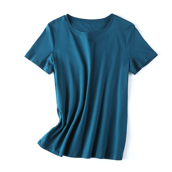 
80 count double-sided mercerized cotton slim fit simple white short-sleeved t-shirt for women spring and summer 2026 new round neck bottoming shirt