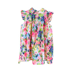 2023 Summer New Children's Monet Garden Dress Girls Small Flying Sleeve Floral Foreign Style Princess Vest Skirt
