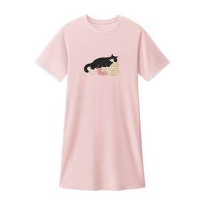 
Jiao Nei Mianmian 520Sleep Women's 5A Antibacterial Cotton Mo Printed Pets Pets Non-stick Fur Short Sleeve Nightgown