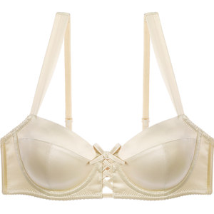 
Bao Shiyan French satin underwear women's thin bra set small breast lightly gathered soft steel ring bra new style