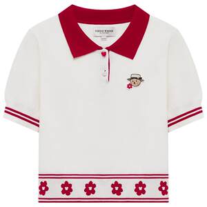 
TeenieWeenie Bear Outlet Knitted T-shirt Summer POLO Collar Casual Style Knitted Short Sleeve Thin Jacquard