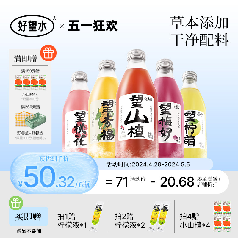 望山楂 山楂果汁气泡水 300ml*6瓶