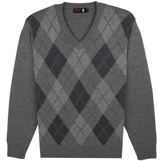 Golden Rabbit Cardigan Men's Thickened V-neck Pullover Warm Knitted Sweater 2026 Autumn and Winter Middle-aged and Elderly Dad Sweater