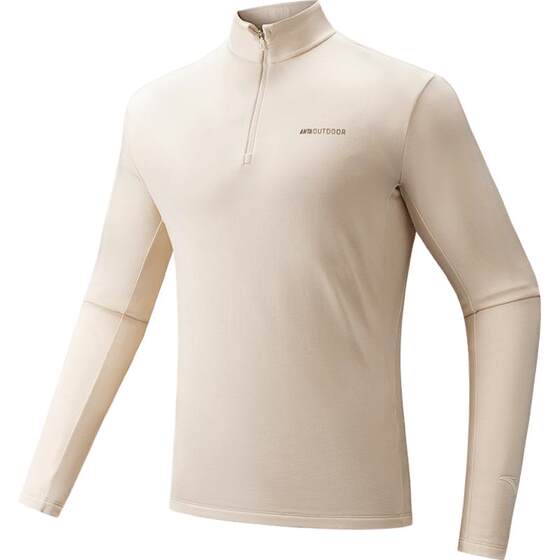 
ANTA outdoor velvet long-sleeved T-shirt men's spring half-zip thickened inner sportswear top 152546406N