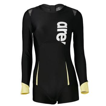 arena long-sleeved flat-angle sun protection swimsuit splicing design