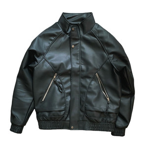 American fashion brand stand collar leather jacket for men's trendy handsome leather jacket 2025 new autumn and winter high-end men's jacket