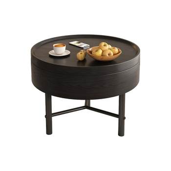 
Wasabi wind can rotate black round tea table