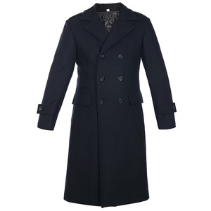 Winter Thickened Concierge Beller Door Boy Men's Black Double Breasted Woolen Coat Mid-length Business Professional Wear
