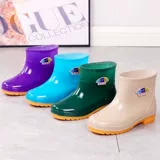Весенние и осенние утолщенные женские резиновые сапоги короткие туфли для плавания с трубкой женские резиновые туфли непромокаемые нескользящие бахилы рабочая защитная обувь короткие резиновые сапоги для улицы средняя длина