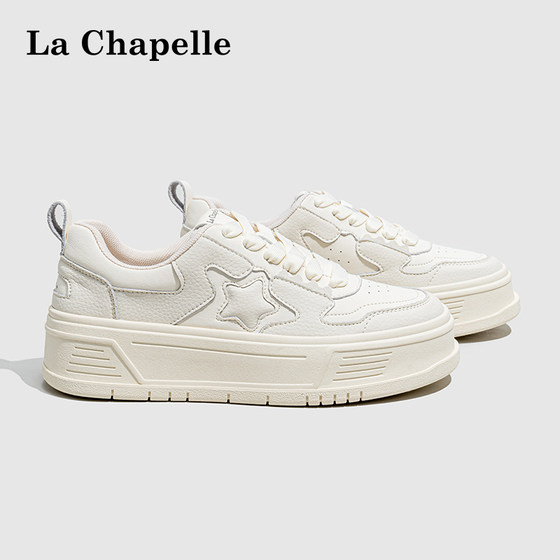 La Chapelle 스타 화이트 신발 여성 2024 뉴 여름 다목적 스포츠 여성 신발 두꺼운 밑창 소프트 밑창 정품 가죽 스니커즈