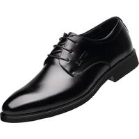 Men's Leather Shoes - Business Formal Heightening British Black Wedding Groom Suit Shoes - Summer Breathable