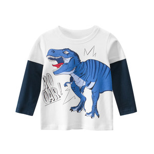 
Boys long-sleeved T-shirt baby spring and autumn 2025 new dinosaur print fashionable children's pure cotton base shirt