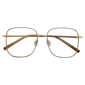 Tea -colored frame gold silk glasses female face -to -face small myopia can be equipped with blue light flat big face eyes frame mirror frame