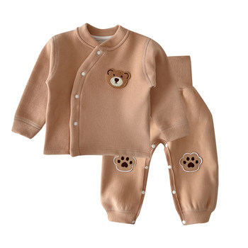 Class A German velvet high waist belly protection thermal underwear set