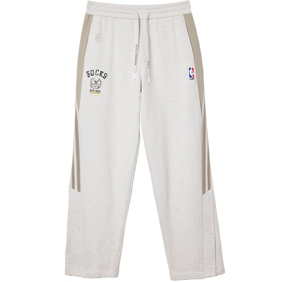 
[NBA Co-branded Bucks] Jack Jones Men's Spring Sweatshirts Long Pants with Snap Buttons and Loose Slits