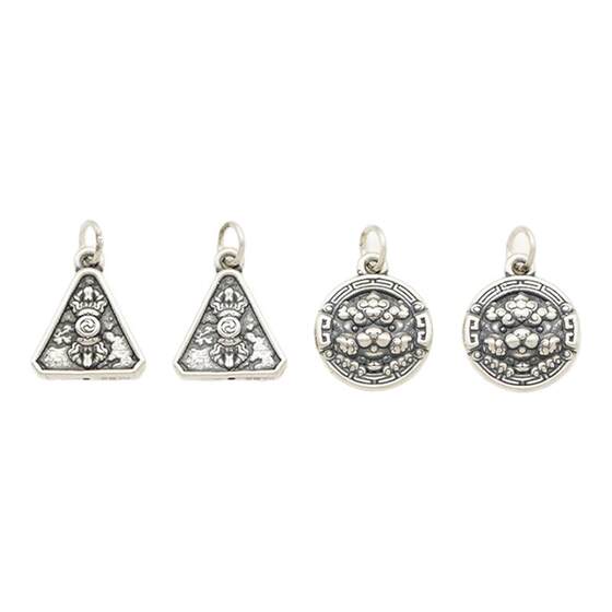 
Foot Silver Pendant 3D Hard Silver Vajra Triangle Tag Back Pattern Beast Head Round Brand S999 Sterling Silver DIY Bracelet Accessories
