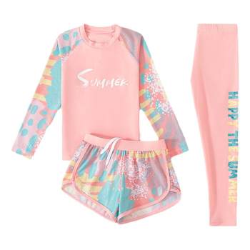 Keep warm split girl long -sleeved long trousers swimsuit
