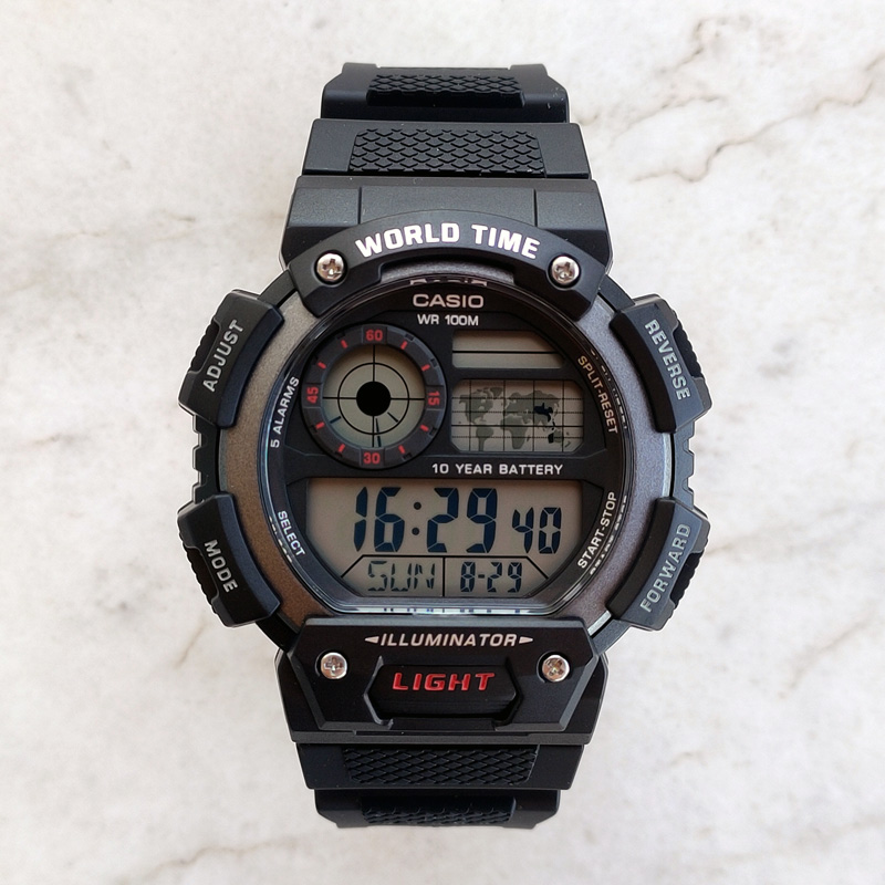 Casio watch men s CASIO AE 1400WH 1A retro multi function waterproof student electronic watch