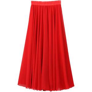 
720 degree large chiffon skirt women's spring, summer and autumn big red Xinjiang dance skirt performance square dance beach long skirt