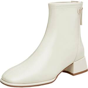 Tata his her boots milk leather boots slim fashion boots British short boots thin boots thick heel elastic boots WYX02DD4