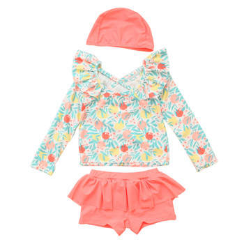 Girls' long -sleeved sunscreen sweet split swimsuit
