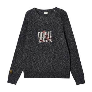 
Lingzhi Jack Jones Men's Wool Sweater Year of the Horse New Year Style Classic Versatile Embroidered Round Neck Sweater Top