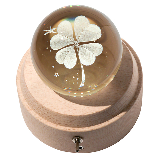 クリスタルボール ミュージックボックス - 四つ葉のクローバー