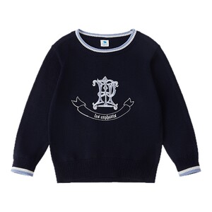 
Liyingfang [Silkworm Baby] 26 spring new boys' college style embroidered sweater pullover sweater silk blend