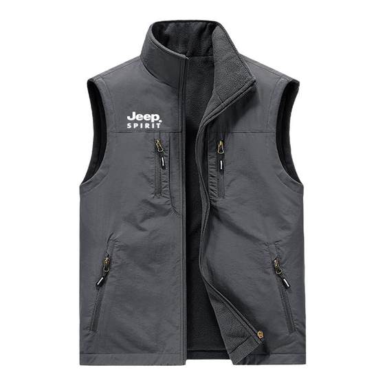 Jeep double -sided wearing vest men's winter new loose and stand -collar shoulder horse clip men's plus vest vest leisure jacket
