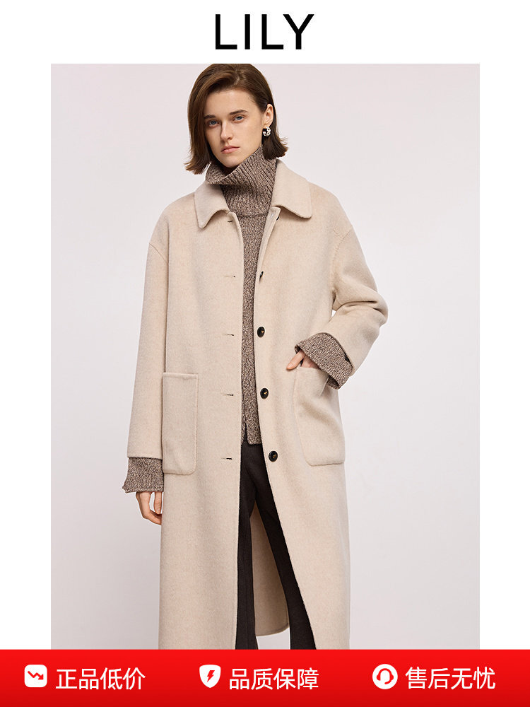 LILY 25年冬季款 100%绵羊毛 女式毛呢大衣 88VIP会员折后￥431.1包邮 淘金币可抵扣￥16