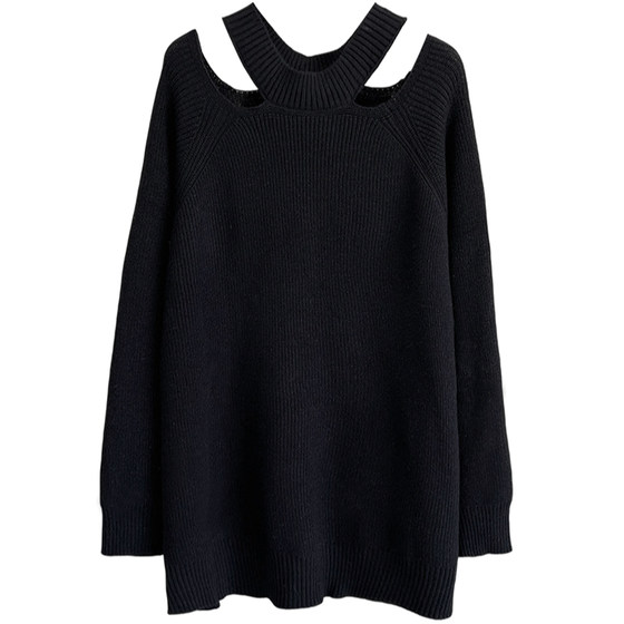 Designed hollow long sweater fat Yingying plus size women's spring white sweater can be worn outside and inside with a top