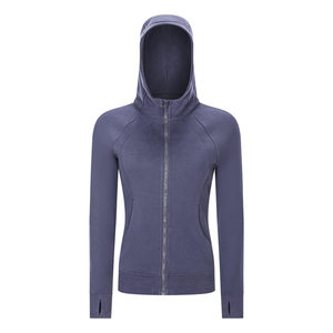 
Great style! Slim yoga jacket for women with spring hooded zipper sports jacket for casual outdoor fitness running clothes