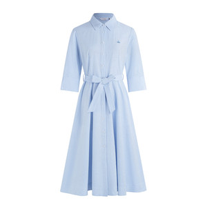 
Navigare Italian dinghy spring and summer new commuter shirt collar five-sleeve tie waist dress