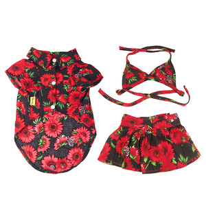 Summer pet couple shirt swimsuit suit pet vacation cotton comfortable bikini suit swimsuit