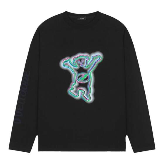 
WE11DONE neutral men and women same classic colorful bear print round neck long sleeve T-shirt casual loose